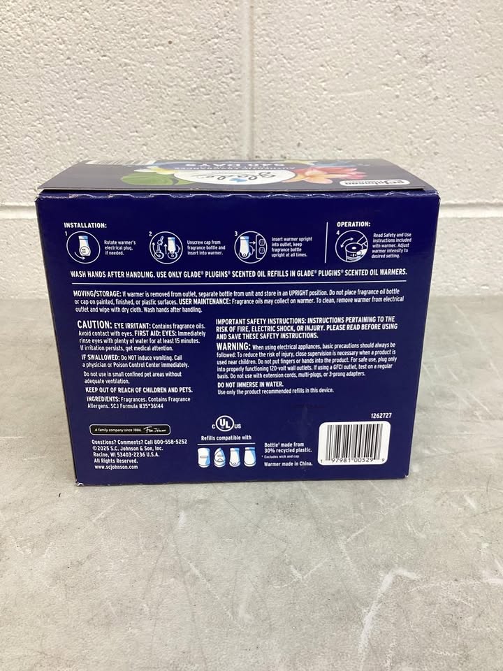 Glade PlugIns Scented Oil, Aqua Waves Scent, 1 Warmer + 9 Refills