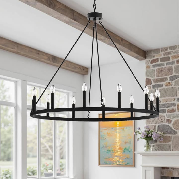 Beck 12-Light Dimmable Wagon Wheel Chandelier
