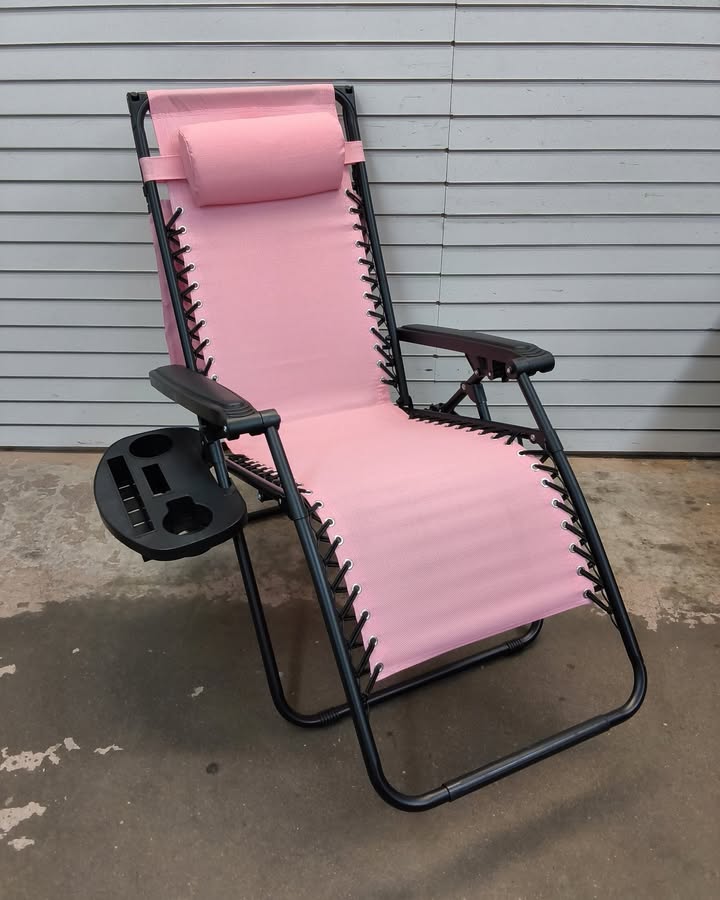 Monochromatic Zero Gravity Patio Chair Recliner w/ Side Tray, Headrest