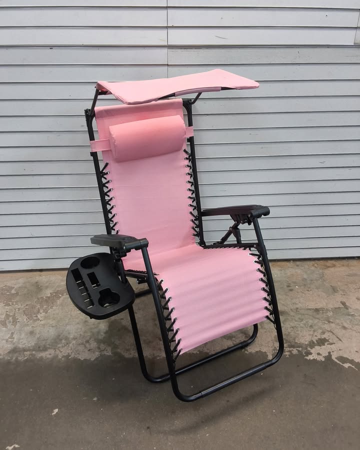 Monochromatic Zero Gravity Patio Chair Recliner w/ Side Tray, Headrest
