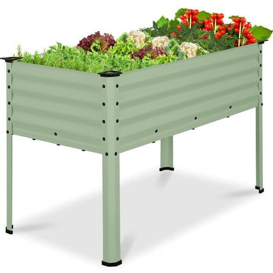 Elevated Galvanized Metal Garden Bed w/ Corner Protectors - 48x24x30in