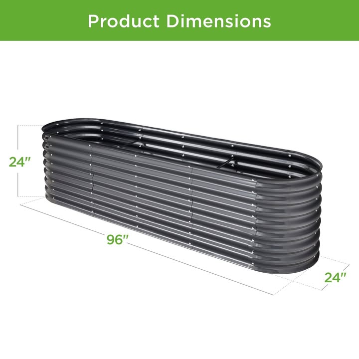 Metal Raised Garden Bed, Oval Outdoor Planter Box for Vegetables - 8x2x2ft
