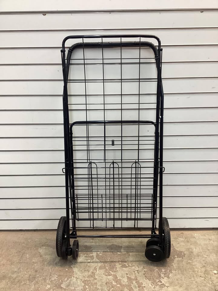 Costway Folding Shopping Cart Jumbo Basket Grocery Laundry with Swivel Wheels Black