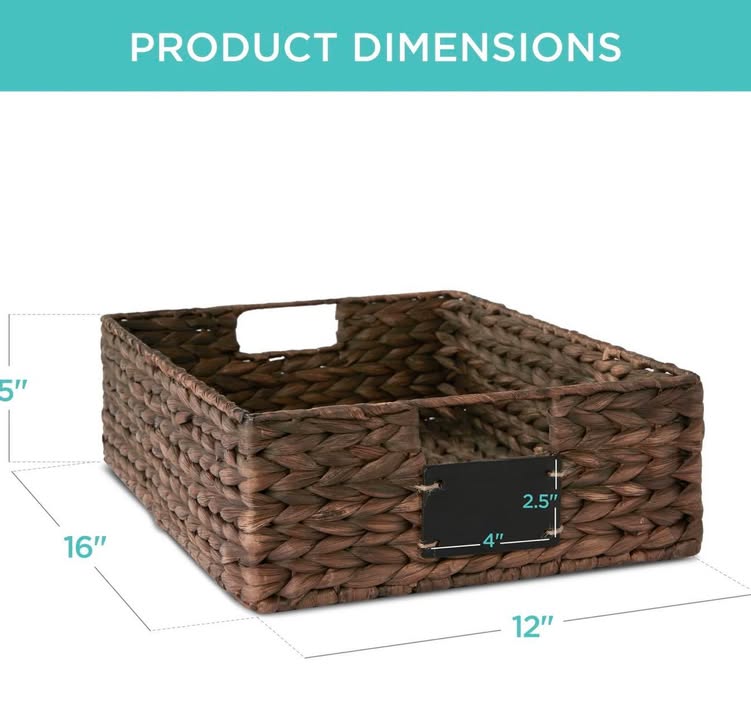 Set of 4 Water Hyacinth Pantry Baskets w/ Chalkboard, Chalk Marker