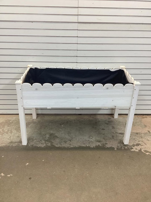 Raised Garden Bed, Scalloped Elevated Wooden Planter Box - 48x24x30in