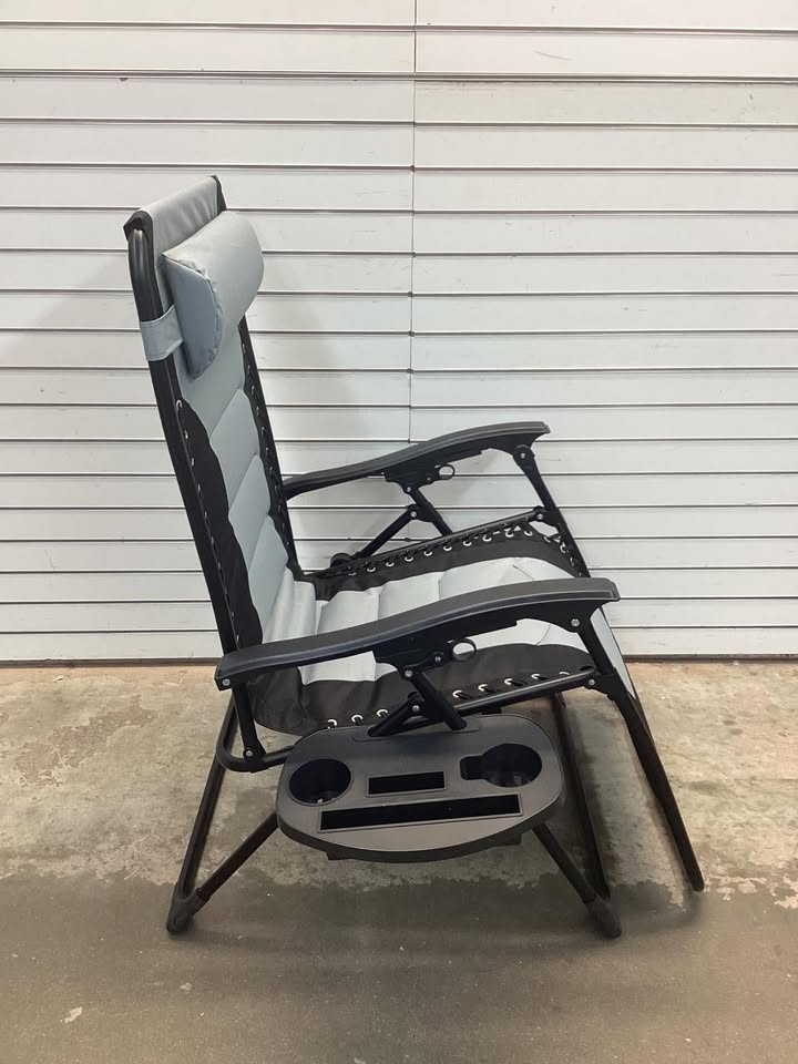 Oversized Padded Zero Gravity Chair, Folding Recliner w/ Headrest, Side Tray