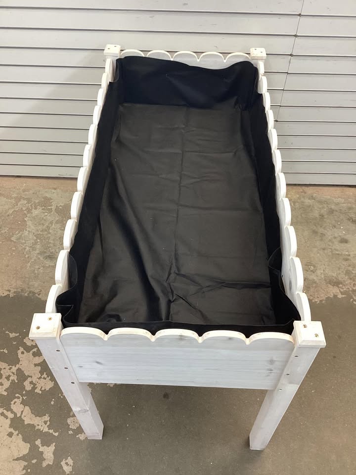 Raised Garden Bed, Scalloped Elevated Wooden Planter Box - 48x24x30in