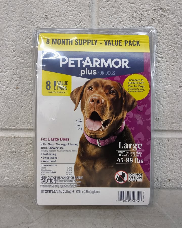 PetArmor Plus Topical Flea and Tick Prevention for Dogs, 8-Month Supply, Large (45-88 lbs)