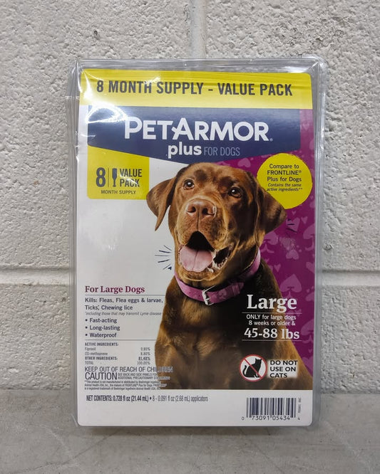 PetArmor Plus Topical Flea and Tick Prevention for Dogs, 8-Month Supply, Large (45-88 lbs)
