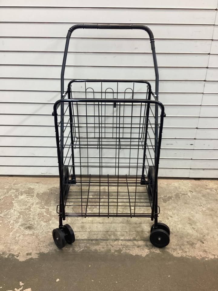 Costway Folding Shopping Cart Jumbo Basket Grocery Laundry with Swivel Wheels Black