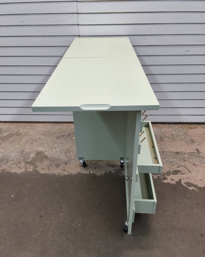 Best Choice Products Sewing Machine Table & Desk w/ Craft Storage and Trays - Light Green.