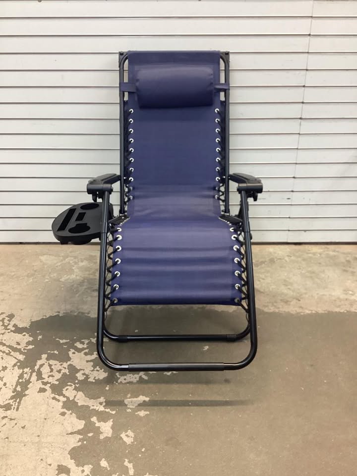 Folding Zero Gravity Recliner Patio Lounge Chair w/ Canopy, Side Tray