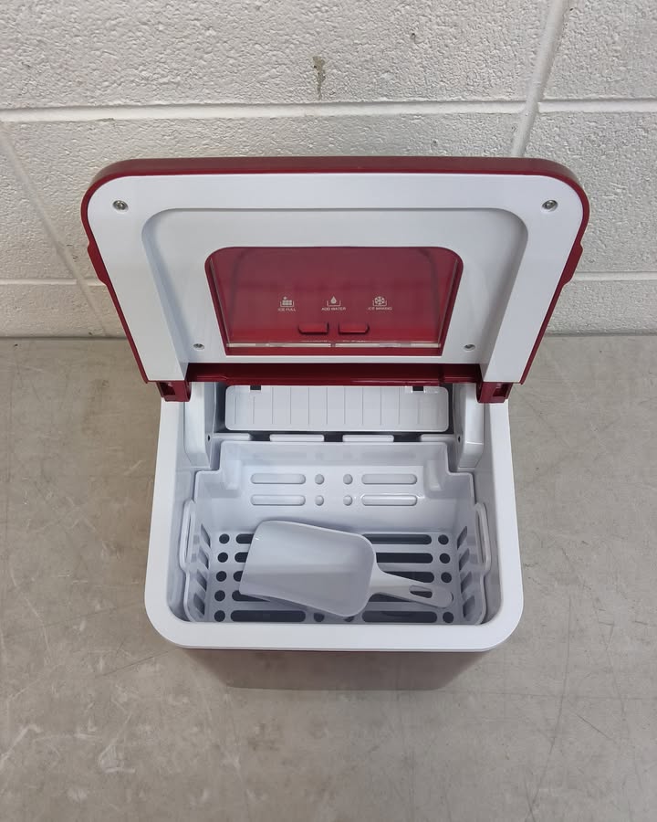 Lightly used Costway Portable Ice Maker Machine Countertop 26Lbs/24H Self-cleaning w/ Scoop Red