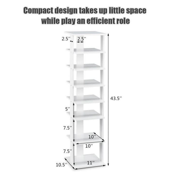7-Tiers Vertical Wooden Space Saving Shoe Rack for Front Door