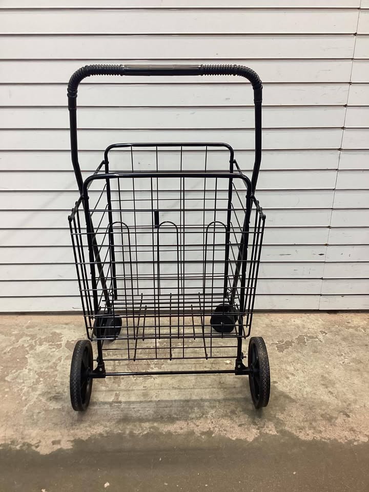 Costway Folding Shopping Cart Jumbo Basket Grocery Laundry with Swivel Wheels Black