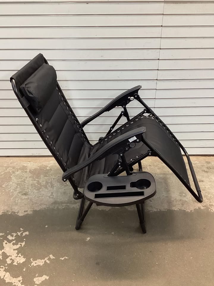 Oversized Padded Zero Gravity Chair, Folding Recliner w/ Headrest, Side Tray