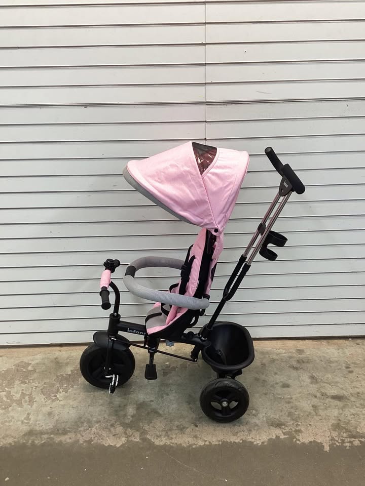 4-in-1 Baby Trike Kids Tricycle with Removable Canopy and Adjustable Push Handle