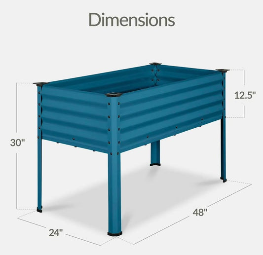 Elevated Galvanized Metal Garden Bed w/ Corner Protectors - 48x24x30in