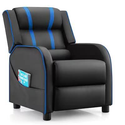 Kids Recliner Chair with Side Pockets Footrest 110-lb Capacity for Ages 3-12