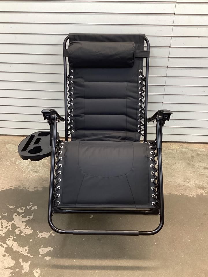 Oversized Padded Zero Gravity Chair, Folding Recliner w/ Headrest, Side Tray