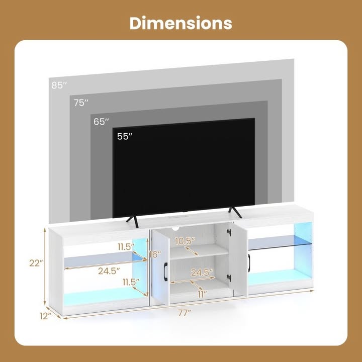 TV Stand for TVs up to 85 Inches LED Entertainment Center with Power Outlets