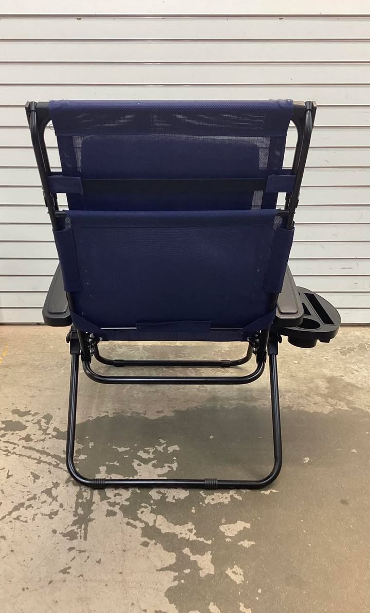 Folding Zero Gravity Recliner Patio Lounge Chair w/ Canopy, Side Tray