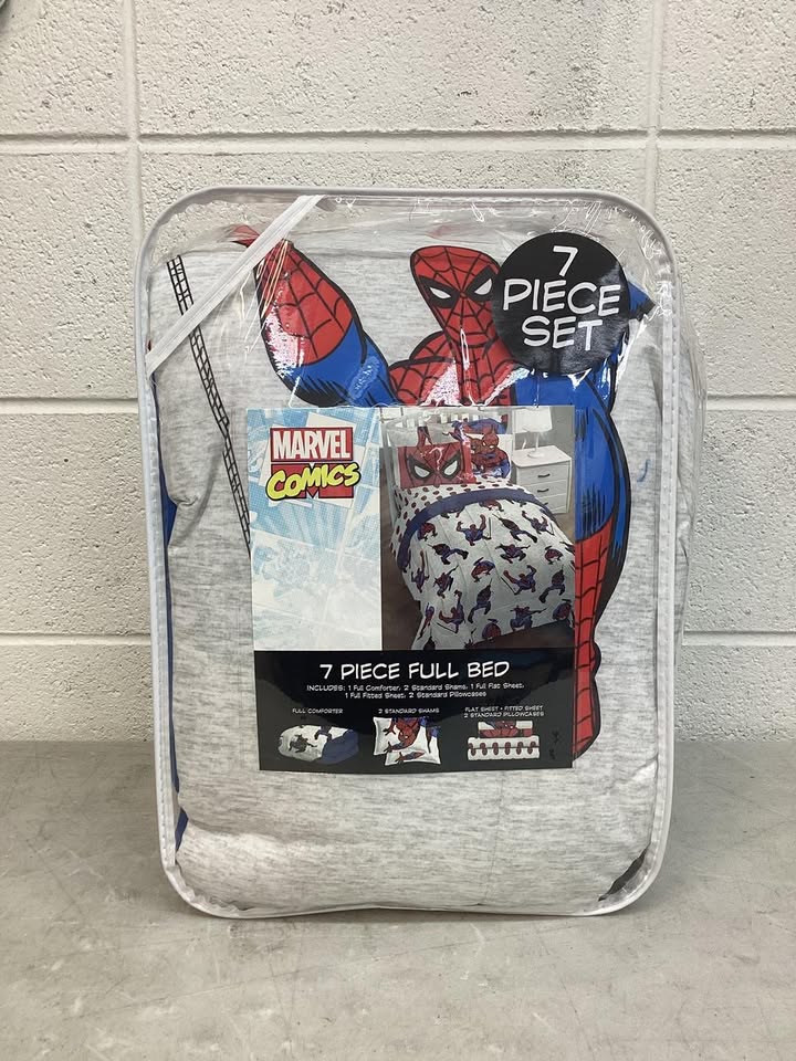 Spiderman Kids Bed-in-a-Bag, Full Size, 7 Piece Set
