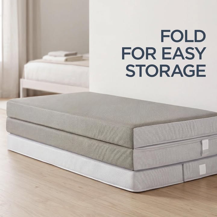 Twin XL 4in Portable Mattress Topper, Tri-Fold Mattress Pad - Taupe