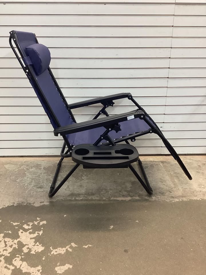 Folding Zero Gravity Recliner Patio Lounge Chair w/ Canopy, Side Tray