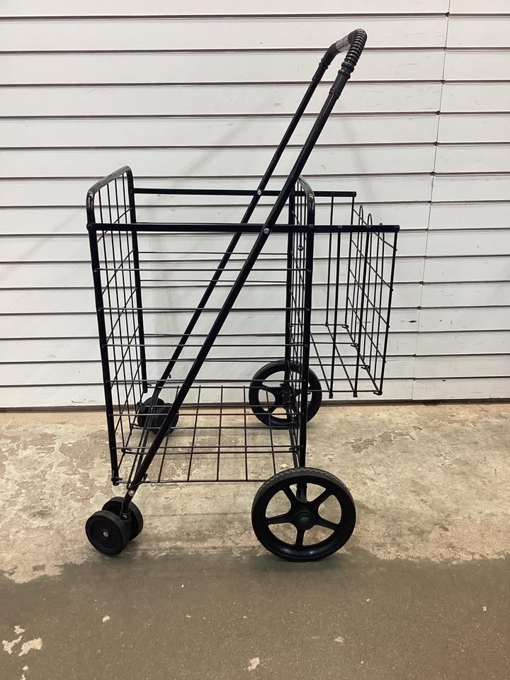 Costway Folding Shopping Cart Jumbo Basket Grocery Laundry with Swivel Wheels Black