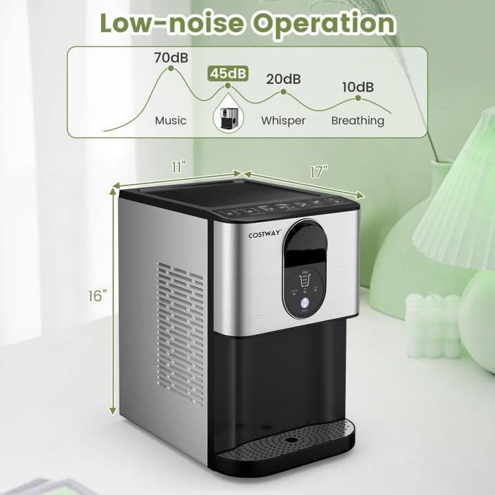 Self Dispensing Nugget Ice Maker Countertop with Soft Chewable Pellet Ice Cubes
