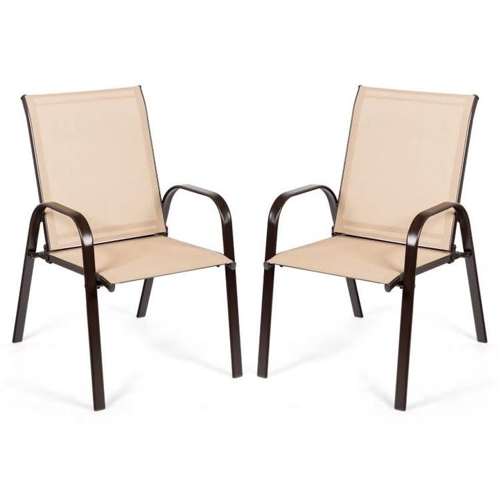 2 Pieces Patio Outdoor Dining Chair with Armrest