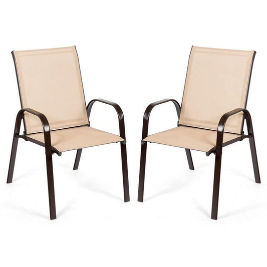 2 Pieces Patio Outdoor Dining Chair with Armrest