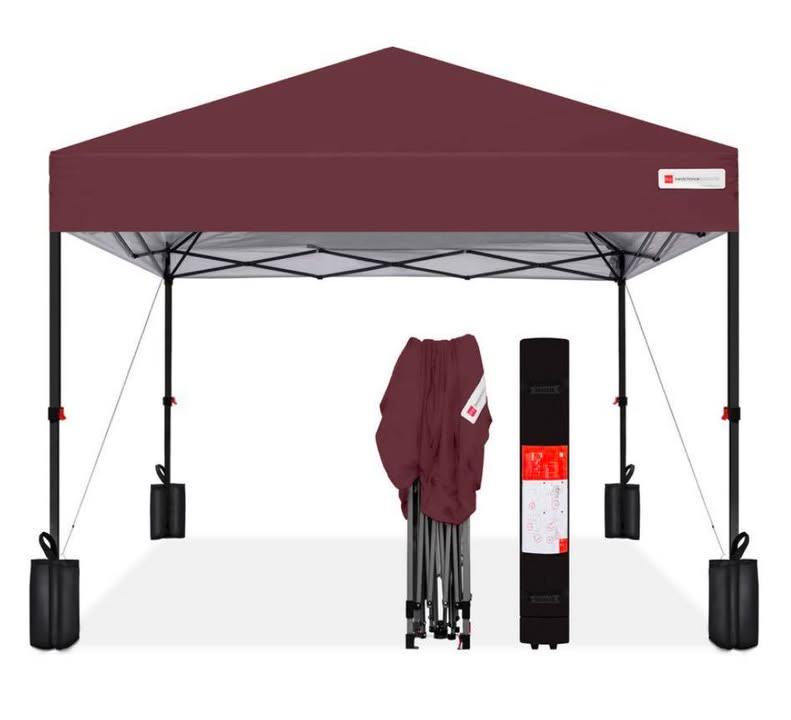 One-Person Setup Instant Pop Up Canopy w/ Case, 4 Weight Bags - 12x12ft