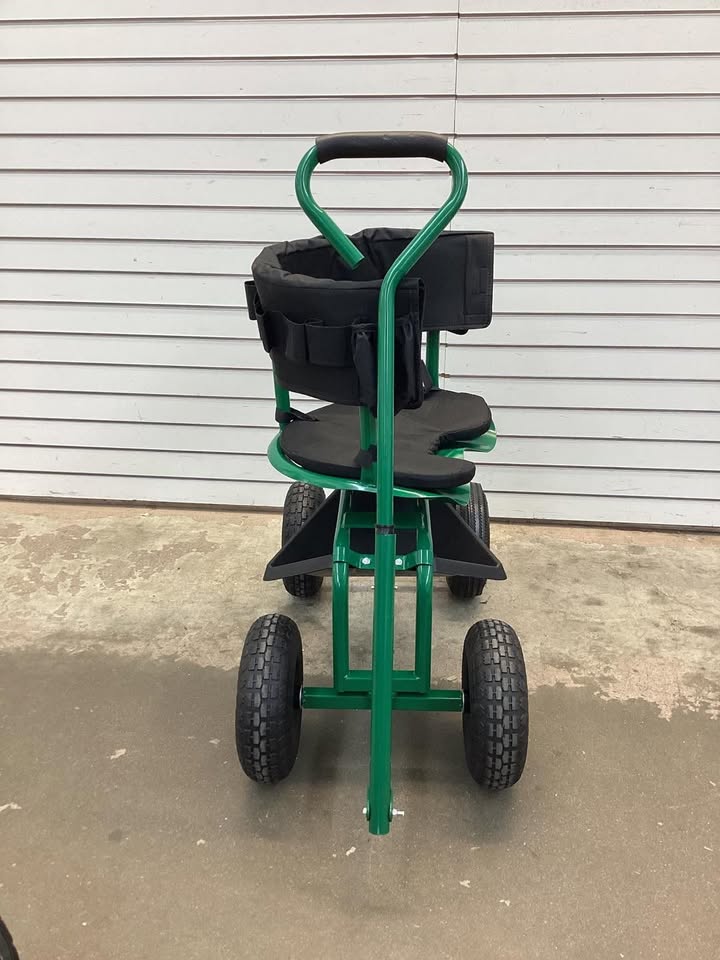 Costway Cushioned Rolling Garden Cart Scooter with Storage Basket and Tool Pouch