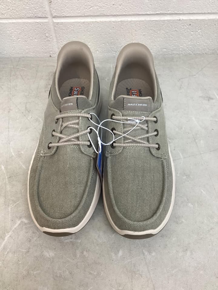 Skechers Men's Canvas Swift Fit Sneaker in Taupe, Size 13