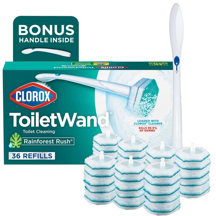Clorox ToiletWand Toilet Cleaning Kit, Rainforest Rush, 1 ToiletWand Handle + 36 Refills