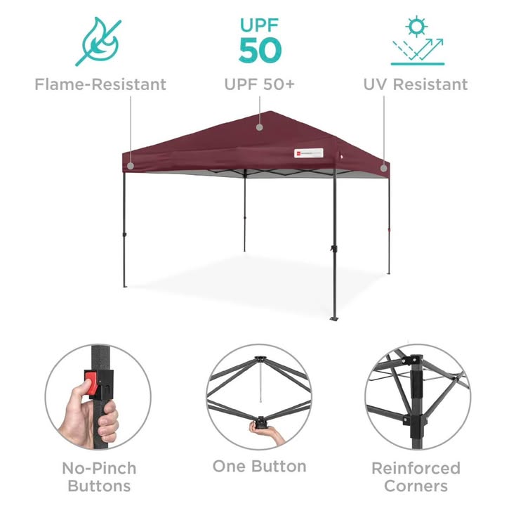 One-Person Setup Instant Pop Up Canopy w/ Case, 4 Weight Bags - 12x12ft
