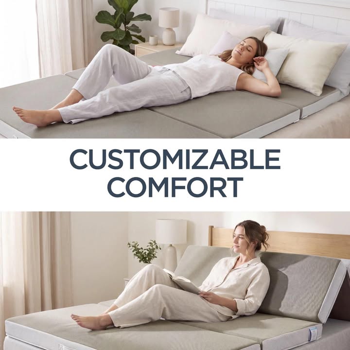 Twin XL 4in Portable Mattress Topper, Tri-Fold Mattress Pad - Taupe