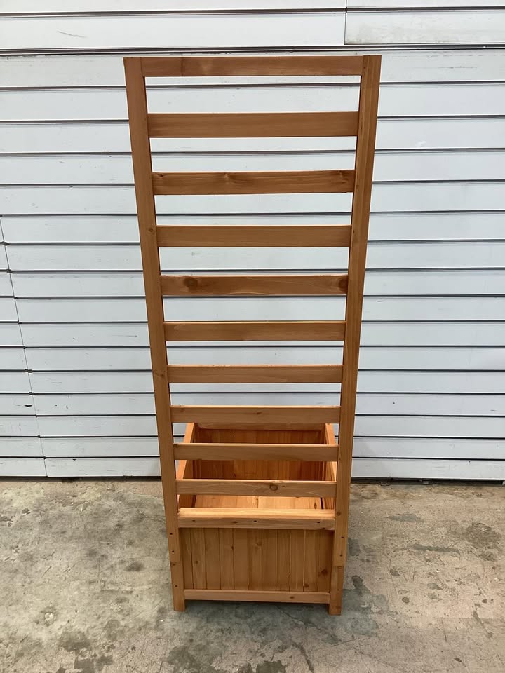 48 in. Wood Raised Garden Bed Planter Box with Trellis and Drainage Holes
