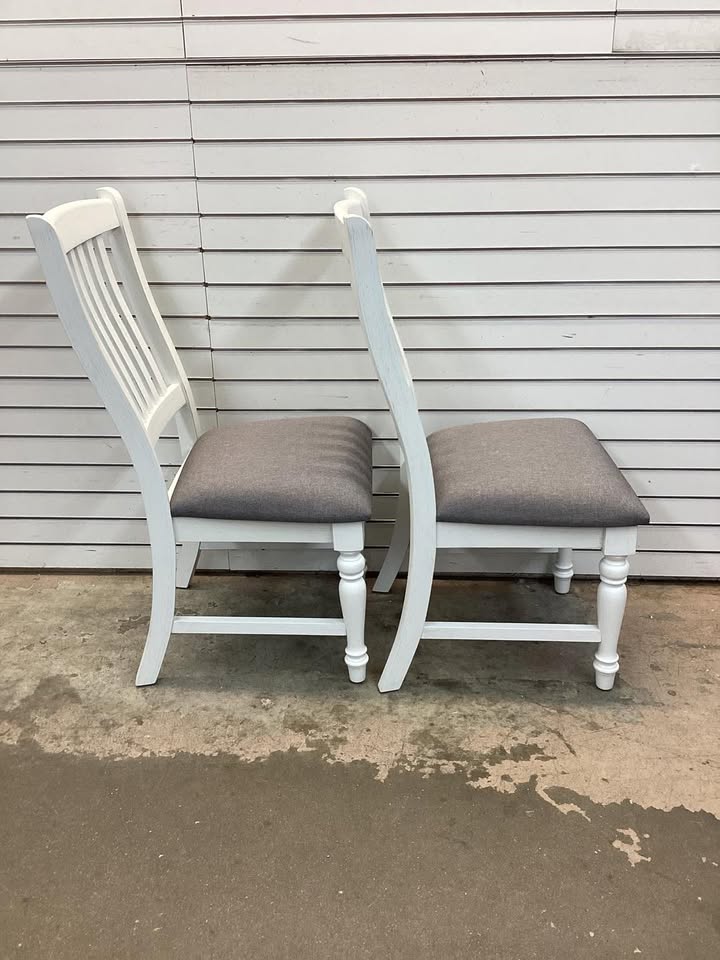 Costway Set of 2 Dining Chairs with Solid Wood Legs & Padded Seat Kitchen Side Chair White & Gray