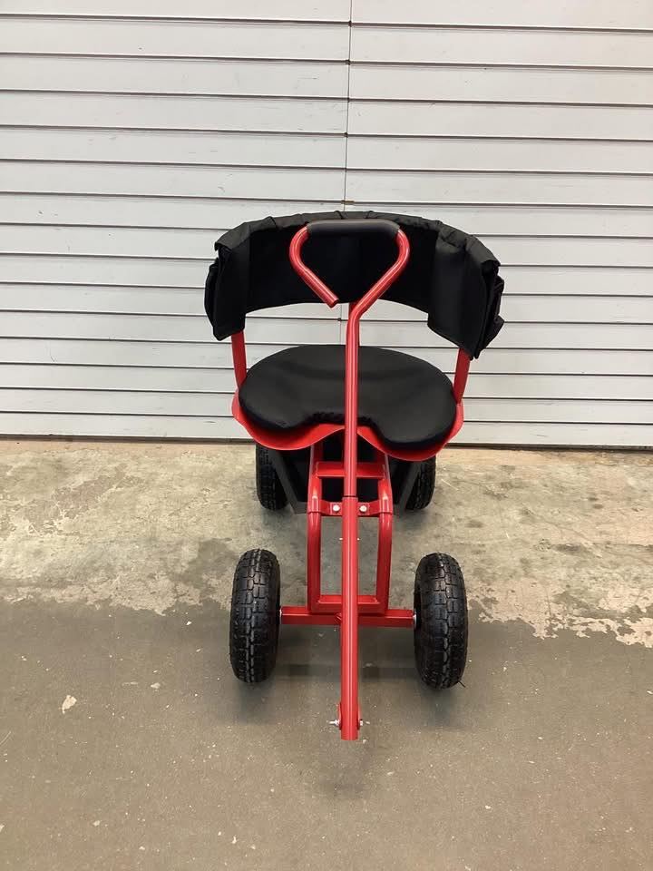 Costway Cushioned Rolling Garden Cart Scooter with Storage Basket and Tool Pouch