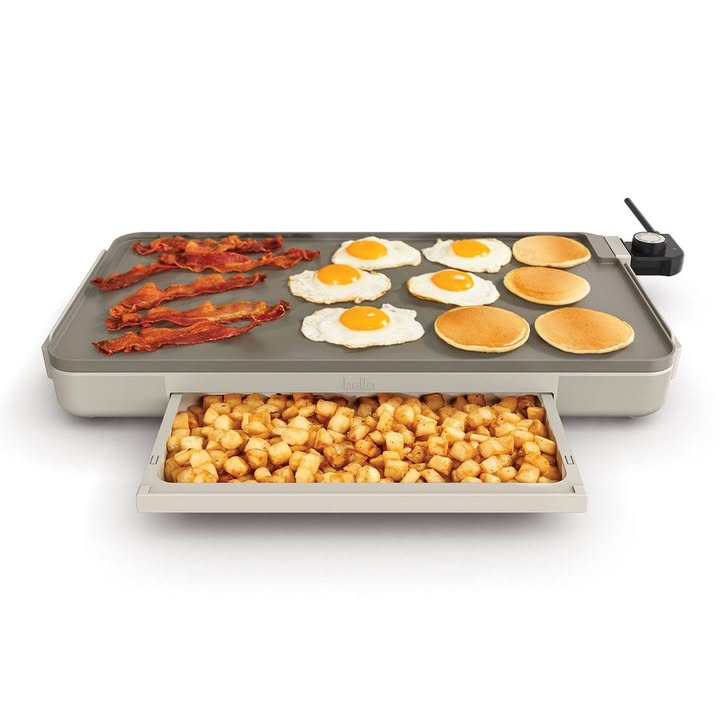 Bella 12" x 22" XL Griddle with Warming Tray
