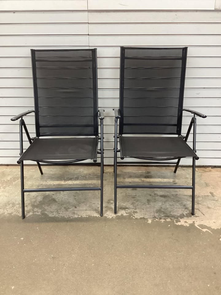 2 Pieces Patio Folding Chairs with Armrests for Deck Garden
