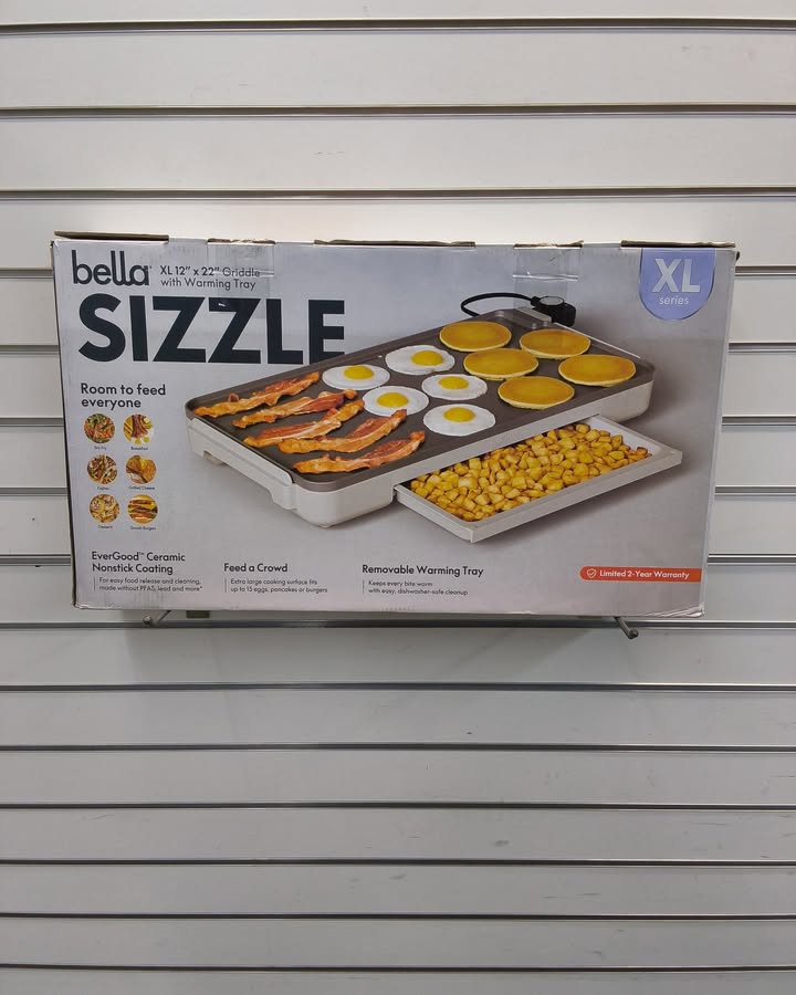 Bella 12" x 22" XL Griddle with Warming Tray