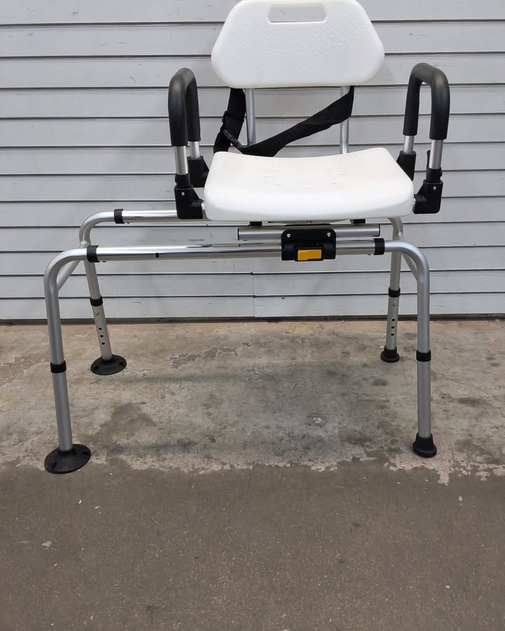 Shower Transfer Chair with Sliding Seat and Padded Armrests