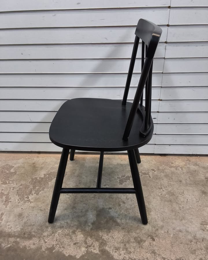 Farmhouse Dining Chair Spindle Back Armless Natural/Black Finish