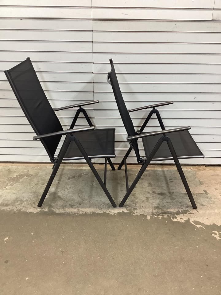 2 Pieces Patio Folding Chairs with Armrests for Deck Garden