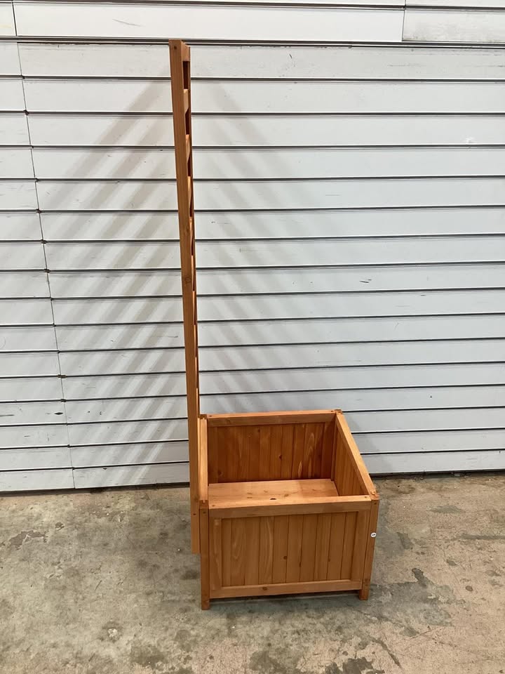 48 in. Wood Raised Garden Bed Planter Box with Trellis and Drainage Holes