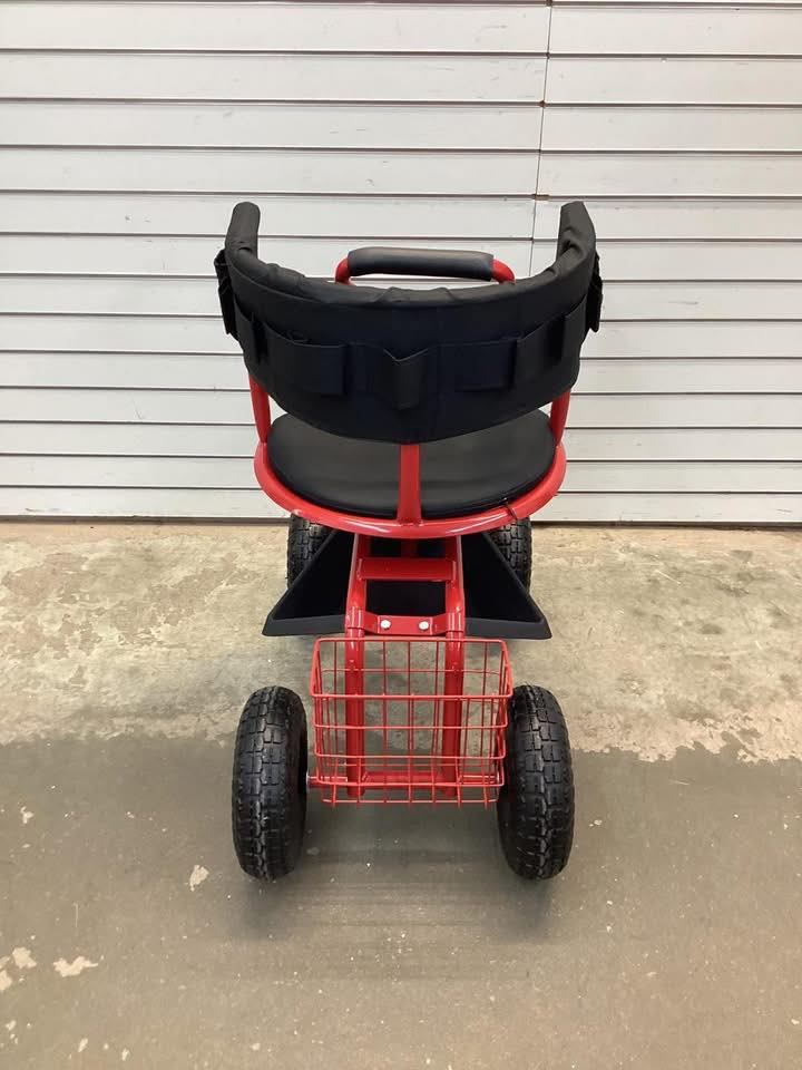 Costway Cushioned Rolling Garden Cart Scooter with Storage Basket and Tool Pouch